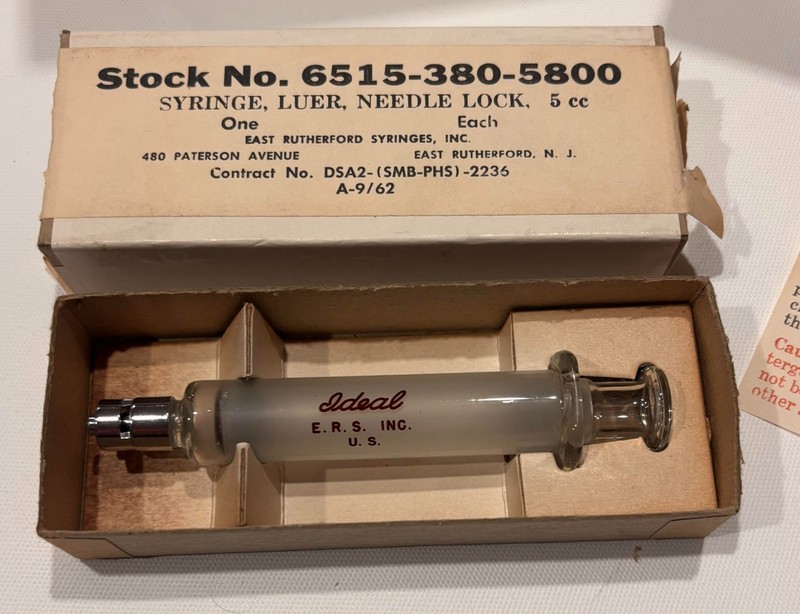 10 Vintage Glass Syringes 5 CC Vintage Medical Supplies Luer Needle Lock Lot gallery