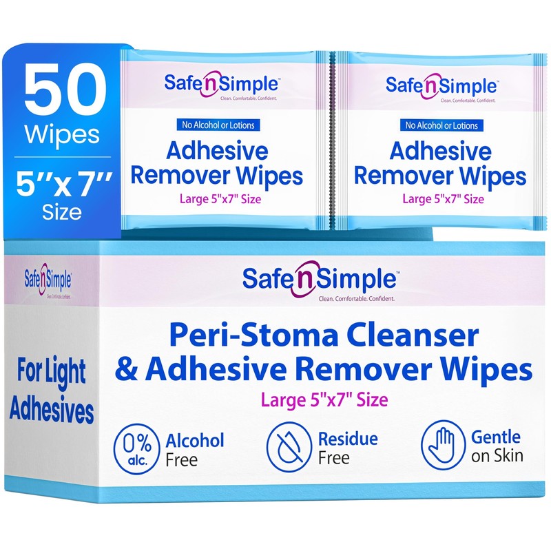 Adhesive Remover for Skin – 5″x7″ 50 Wipes – Stoma Adhesive Remover Wipes – A…
