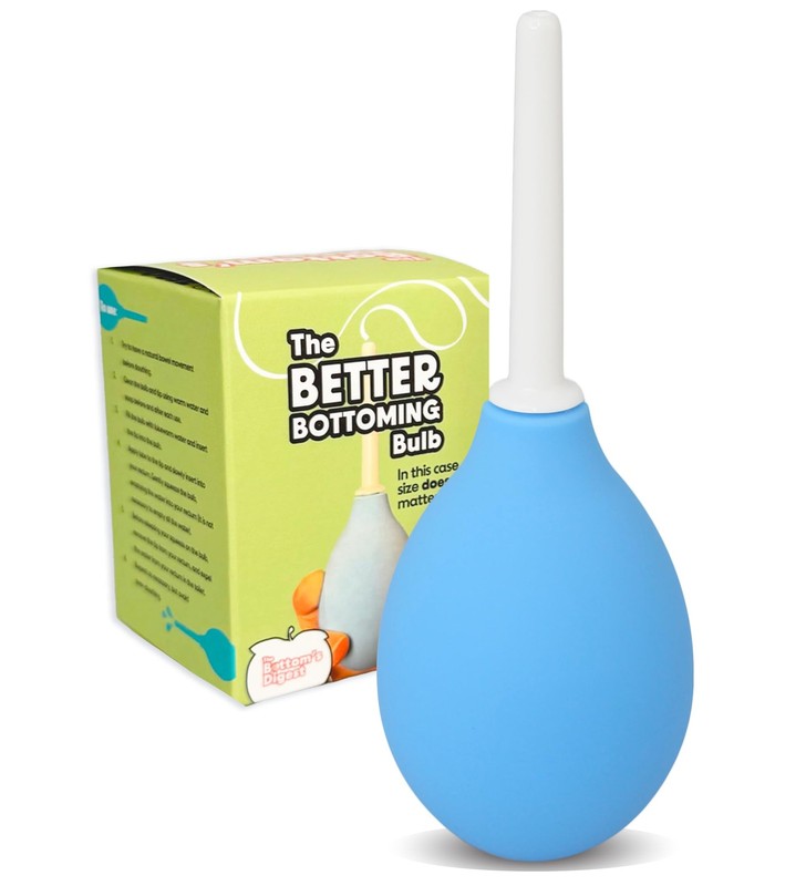 Bottom’s Digest Enema Bulb 3.0-oz Anal Douche with Easy-Clean 6-cm White Blue