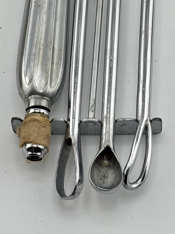 Antique Uterine curettes and evacuator Set Chrome Instruments w/ Case Medical gallery