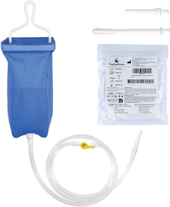 TopQuaFocus 1.8Quart Enema Irrigator Home Coffee Bag Kit for Colon Blue
