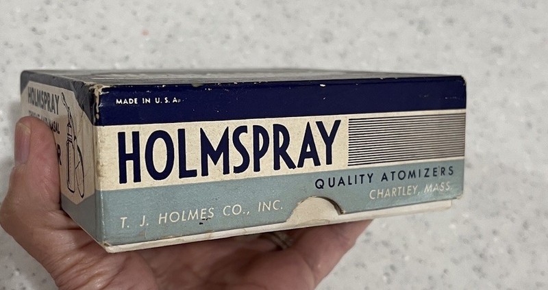 Vtg Holmspray Throat Nasal ATOMIZER #540 Bulb Cap Box No Bottle Chartley, Mass gallery