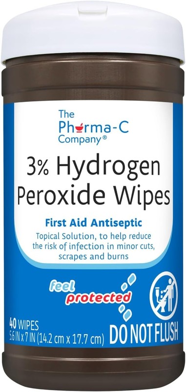 The Pharma-C Company 3% Hydrogen Peroxide Wipes [40 wipes] – First Aid. H202…