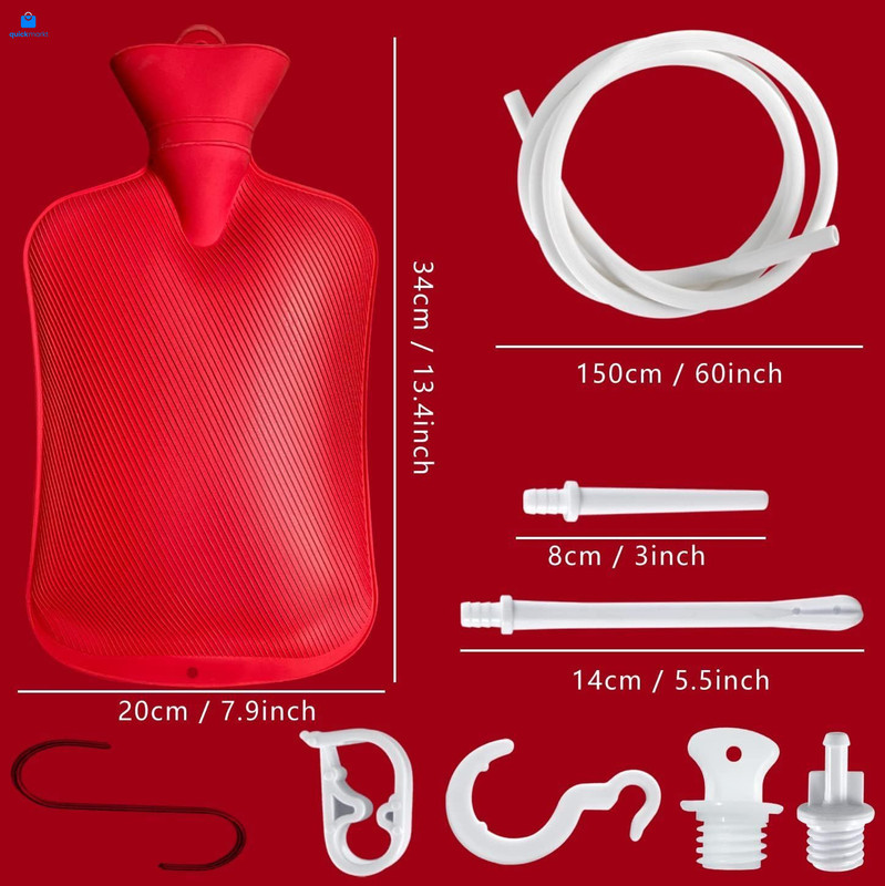2 L Enema Bag ，Coffee Kit with 5.0 ft. Long Silicone Hose ,2 Red gallery