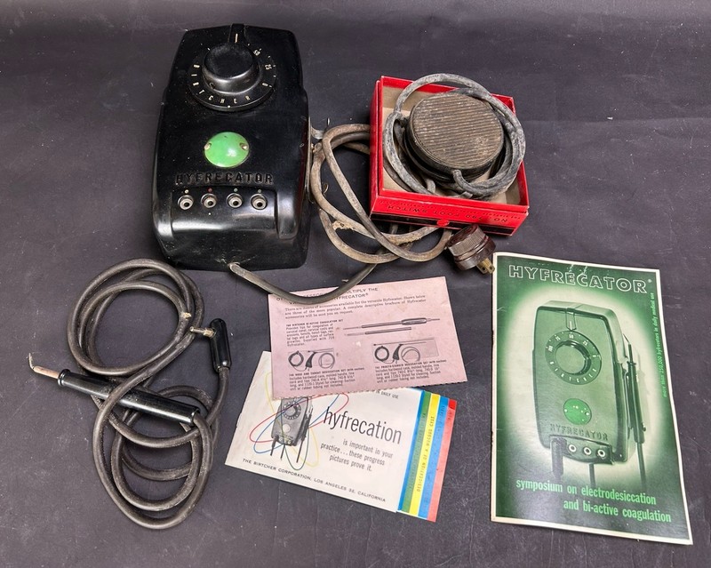 Vintage 1940 Birtcher Hyfrecator with Foot Pedal & Manuals -NOT INTENDED FOR USE