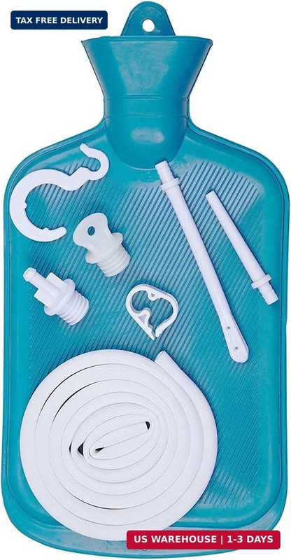 Enema Bag Kit 2 Quart Enema Bag with 5ft Long Hose, Multi-Size Tips and Controll