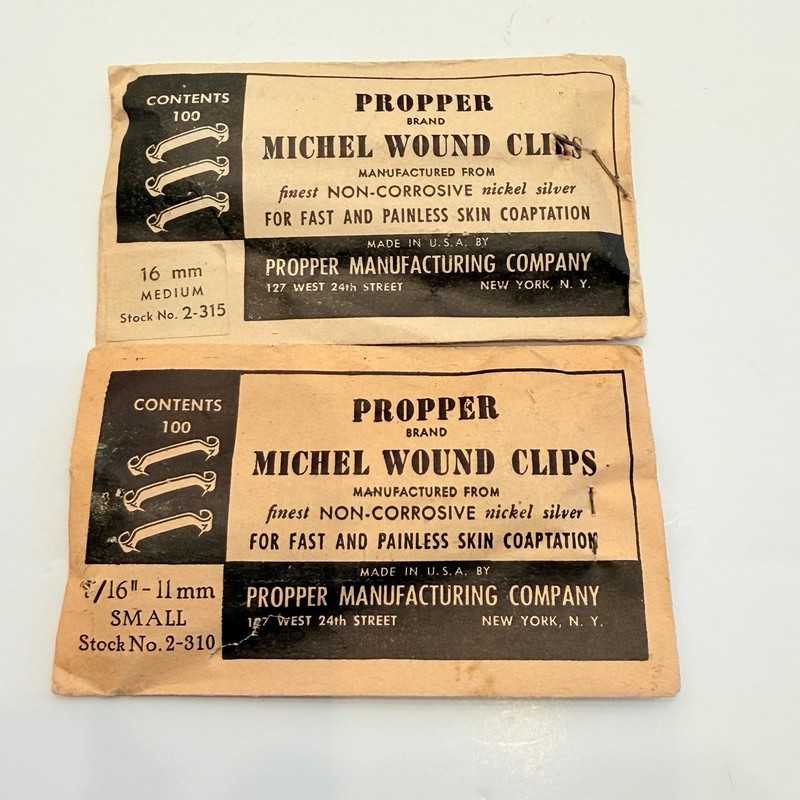 Vintage Propper Brand Michel Wound Clip Surgical Closure Nickel Silver Lot Of 2