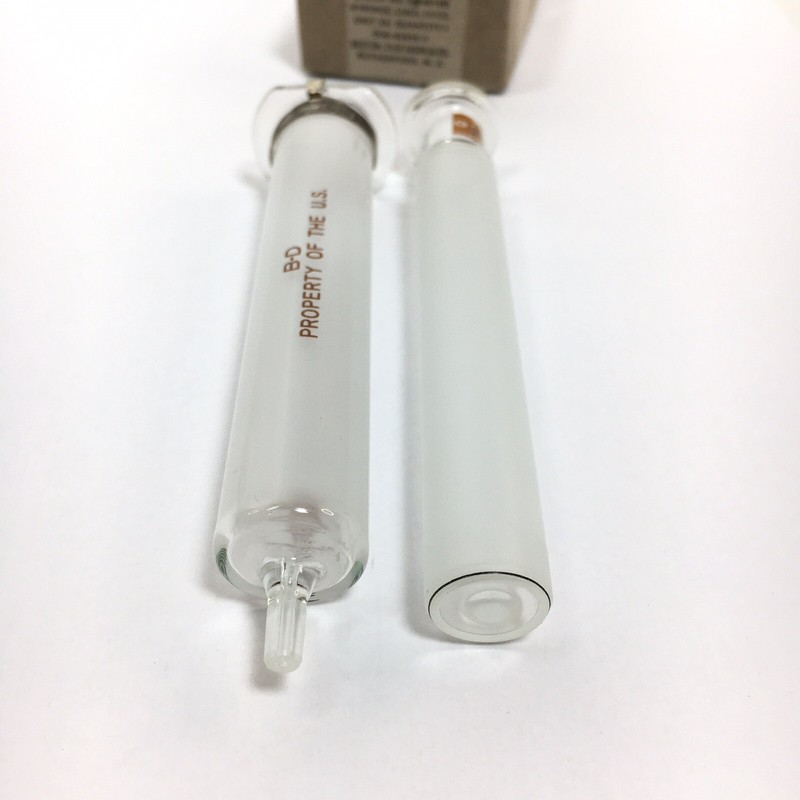 B-D Luer 10cc Glass Syringe PROPERTY of US • Q5775 Vintage 1953 Becton Dickinson gallery