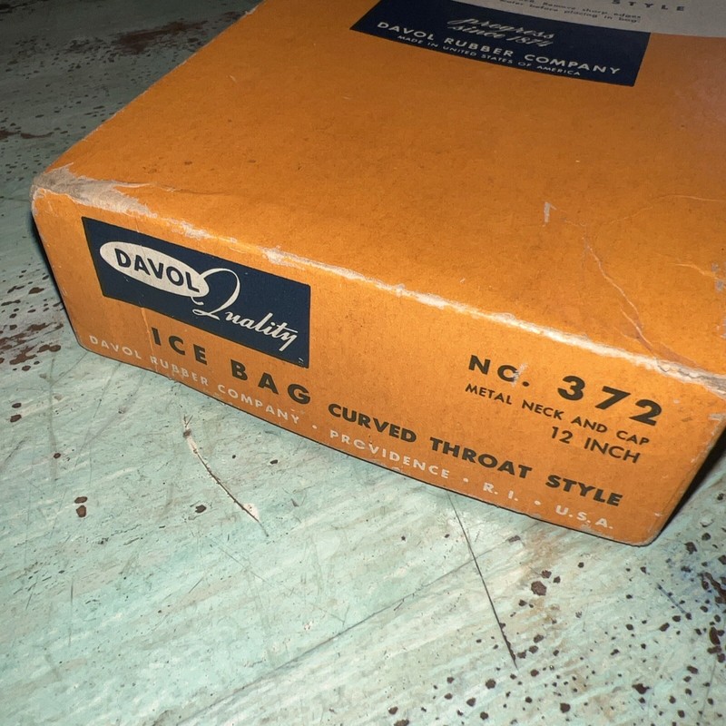 Vintage Ice Bag Davol Rubber Co with original box Curved Throat Style #372 gallery