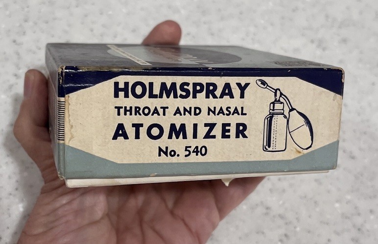 Vtg Holmspray Throat Nasal ATOMIZER #540 Bulb Cap Box No Bottle Chartley, Mass gallery