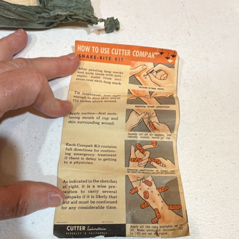 Vintage 1950s/60s First Aid Set: Zipper Pouch & Cutter Snake-Bite Kit Gauze Tape gallery