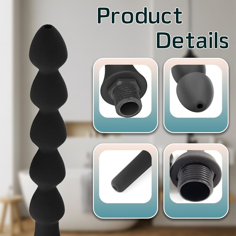 2 Pc Shower Enema Douche Nozzles , Comfortable Silicone Black gallery