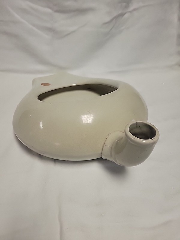 Antique IRONSTONE Bedpan with Urinal Spout - Hallmark British Royal Coat of Arms gallery