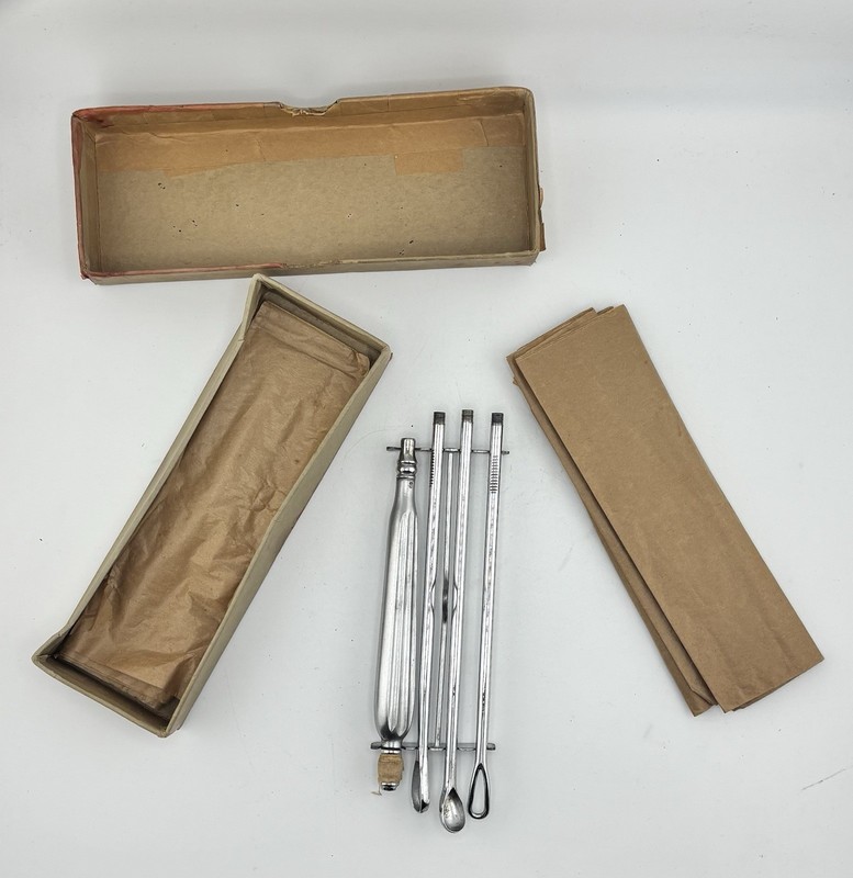 Antique Uterine curettes and evacuator Set Chrome Instruments w/ Case Medical gallery