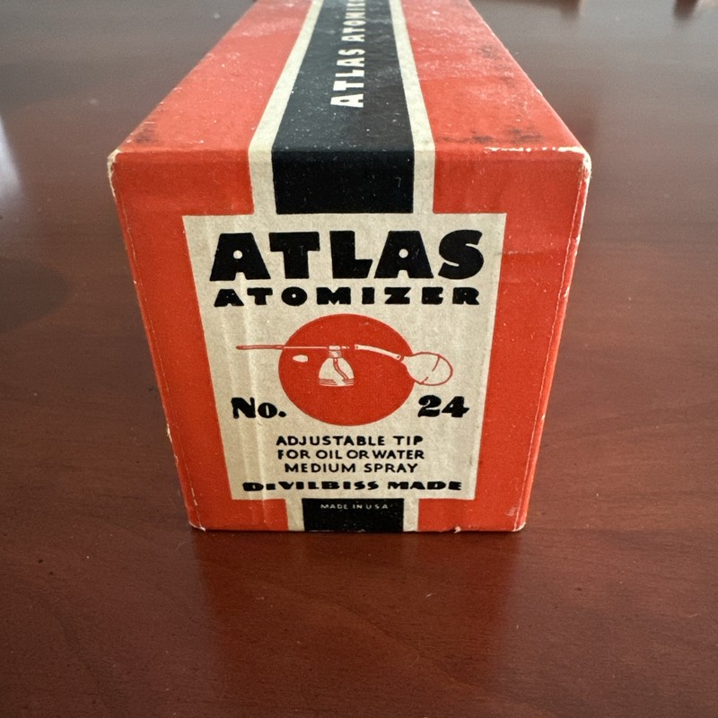 Vintage Atlas Atomizer No.24 Adjustable Tip Oil/ Water – Medium Spray -Orig. Box