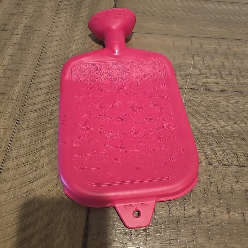 Vintage Red Rubber Hot or Cold Water Bottle Heating Pad Bottle with Stopper