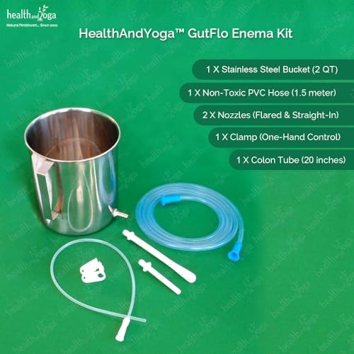 HealthAndYoga™ GutFlo Enema Kit (Stainless Steel Bucket- 2 Quarts, Silver gallery