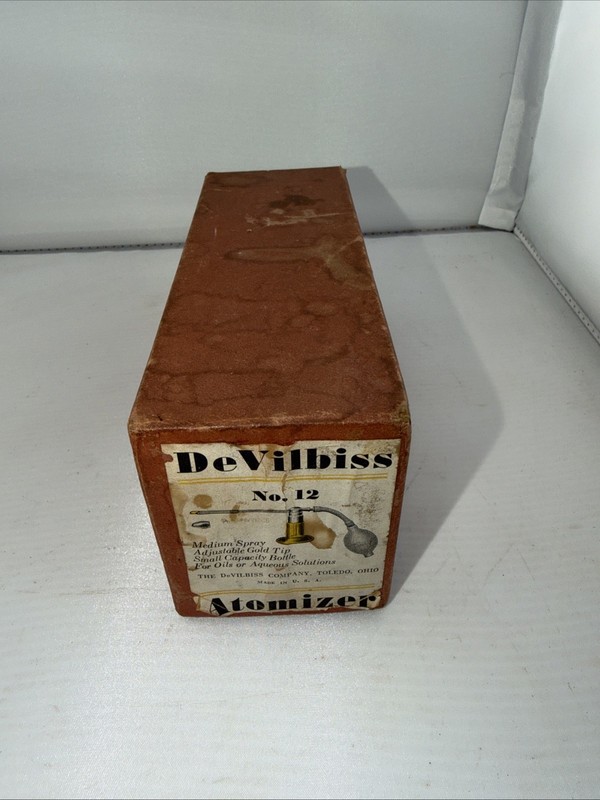1930s Dr. DeVilbiss Atomizer No. 12 Golden Glass Sprayer Mist w Box - No Bulb gallery