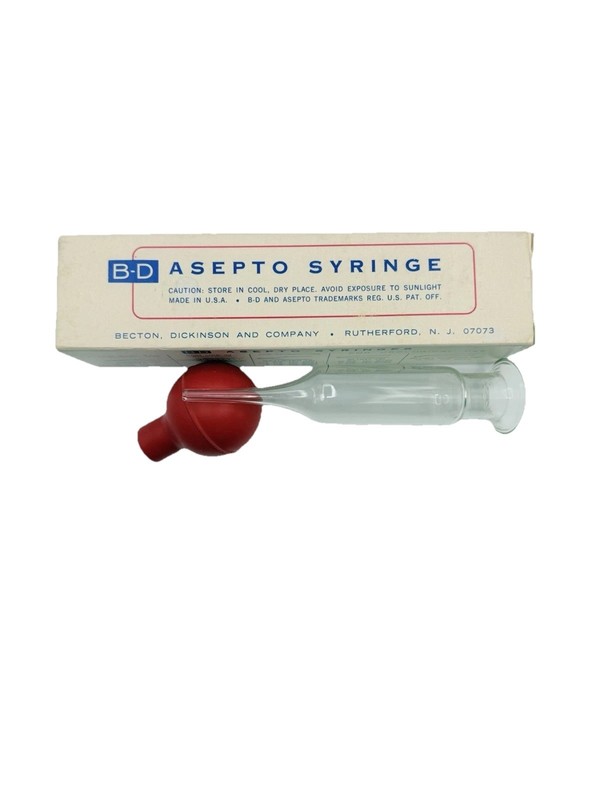 Vintage B-D Asepto Glass Syringe 1oz No 2061 w/ Box Medical Collectible gallery