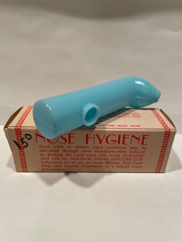 Vintage Alkalol Nasal Douche Cup with Box Blue Plastic Nose Hygiene Taunton MA gallery