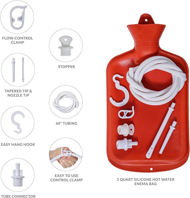 Rubber Douche / Enema Bag, Hot Water Bottle Combination System Kit for Red gallery