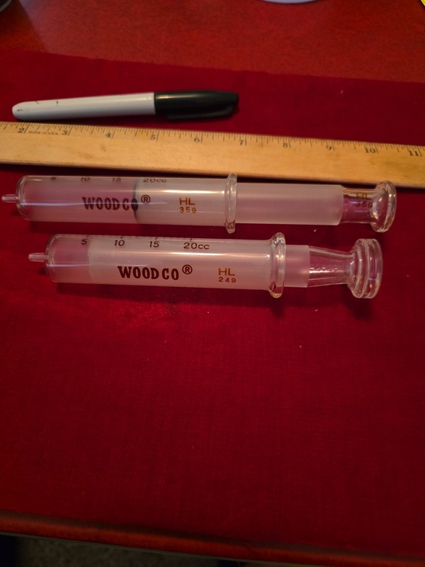 Wood instrument Co. VINTAGE Hypodermic Syringe 20cc GLASS