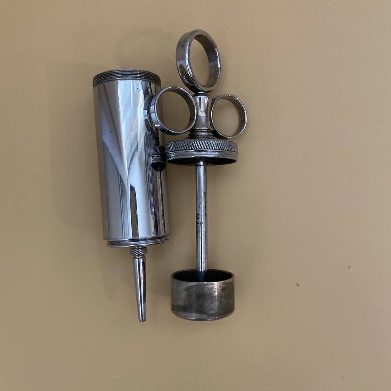 Vintage Ear and Bladder 3-Finger Syringe #254, Beckton Dickinson, 2oz, 8" gallery