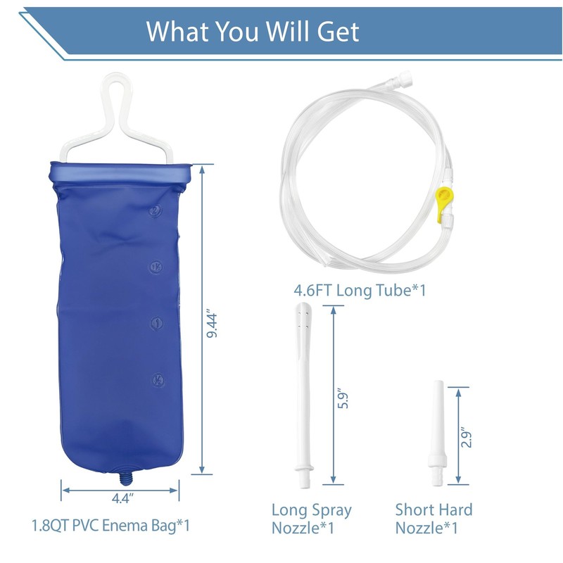 TopQuaFocus 1.8Quart Enema Irrigator Home Coffee Bag Kit for Colon Blue gallery