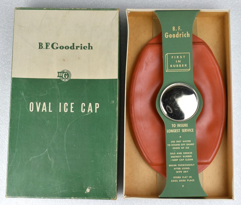 Vintage B.F. Goodrich Rubber Oval Ice Cap Cold Treatment Bag No. 29 w/ Box gallery