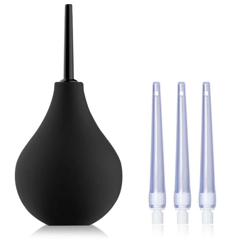 TopQuaFocus 8oz Enema Bulb Kit Anal and 224ml (5 Piece Set) – Black, Black