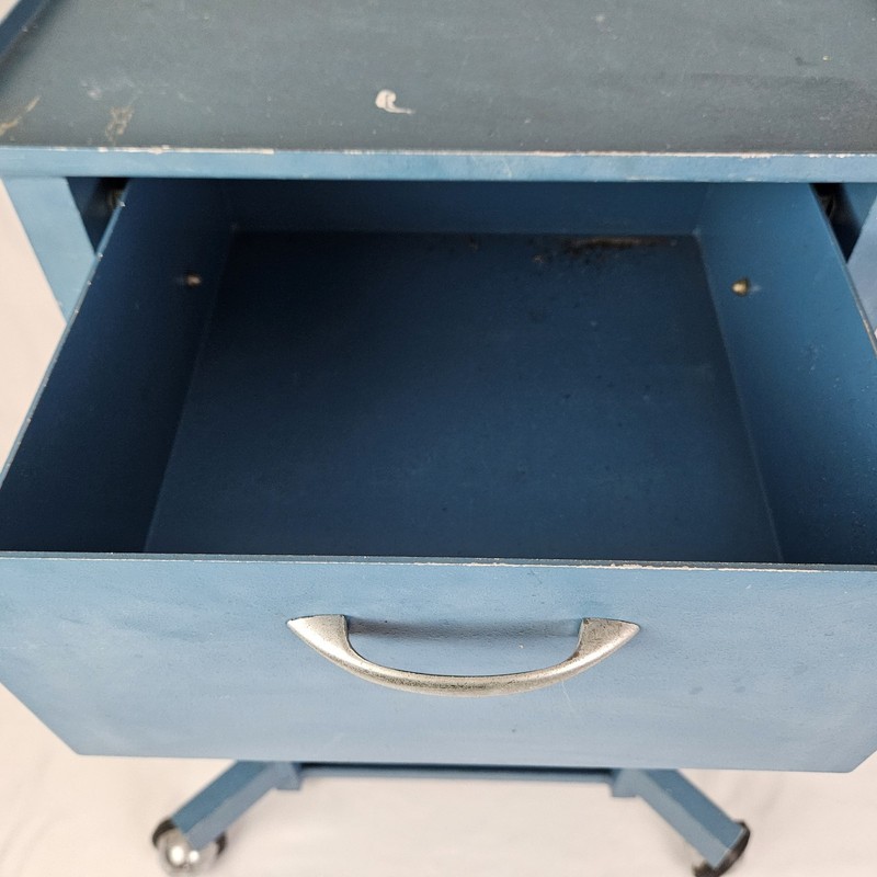 Steel Medical Cart Metal W/ Drawer Rolling Vintage End Table Critikon gallery