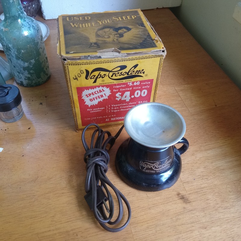 1930s VAPO CRESOLENE ELECTRIC VAPORIZER COMPLETE w/ORIGINAL PAN & BOX gallery