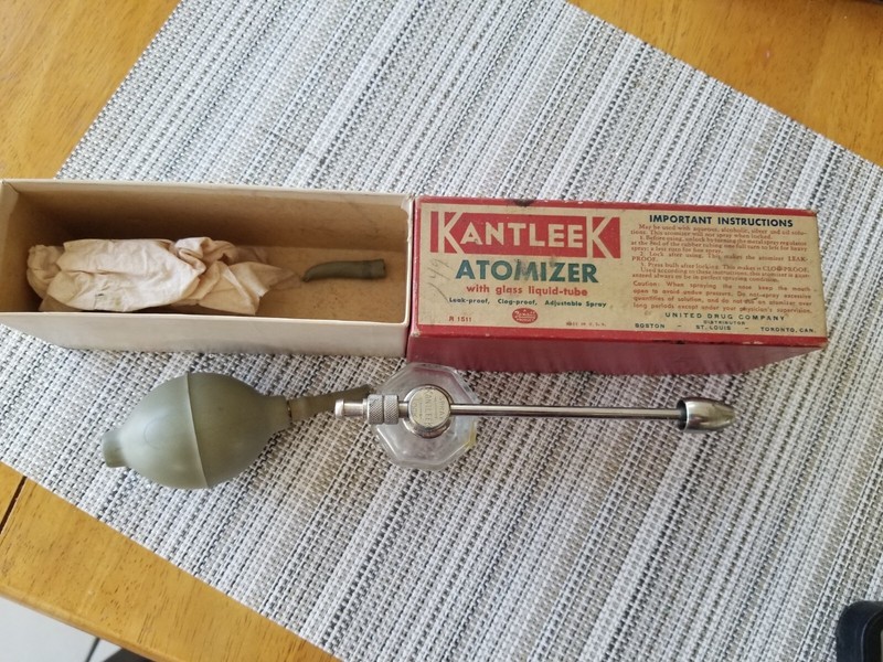 Vintage Rexall Kantleek Glass Atomizer W Original Box Medical Perfume