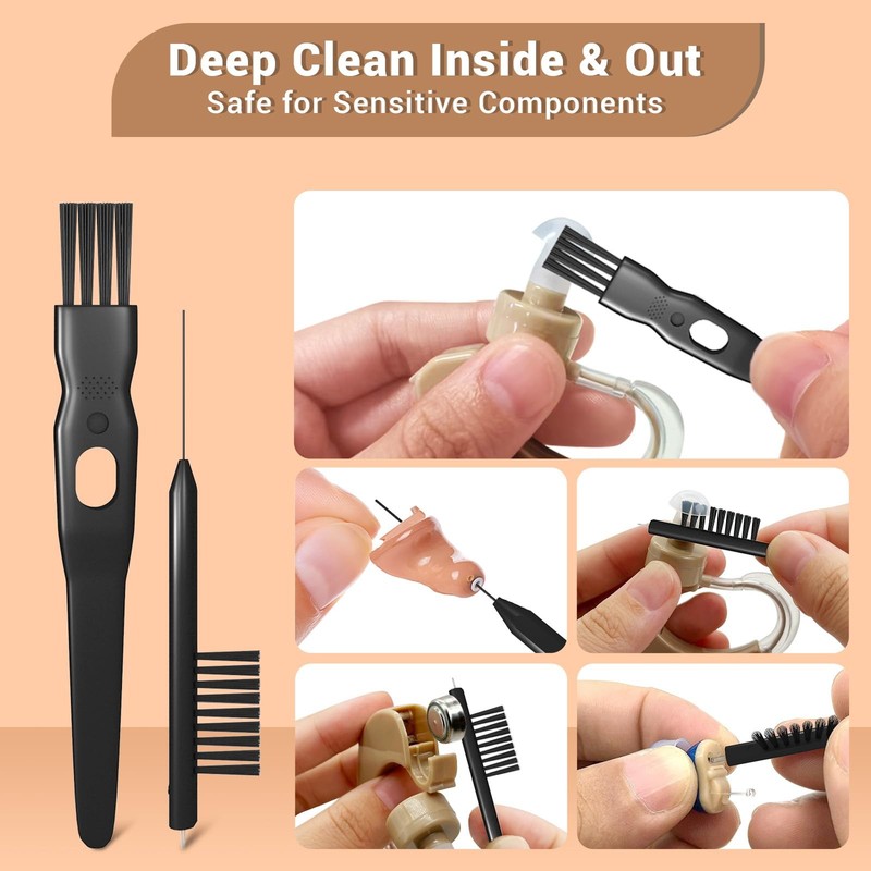 Premium Hearing Aid Cleaning Kit - Compatible with Rechargeable Large, Black gallery