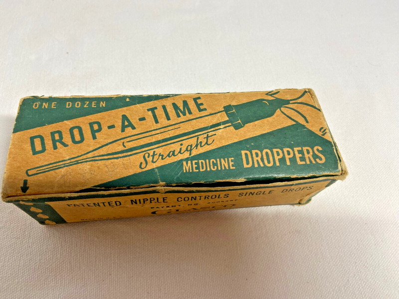 Antique 1930’s Drop - A - Time Medicine Droppers Original Box, Chicago, IL (NOS)