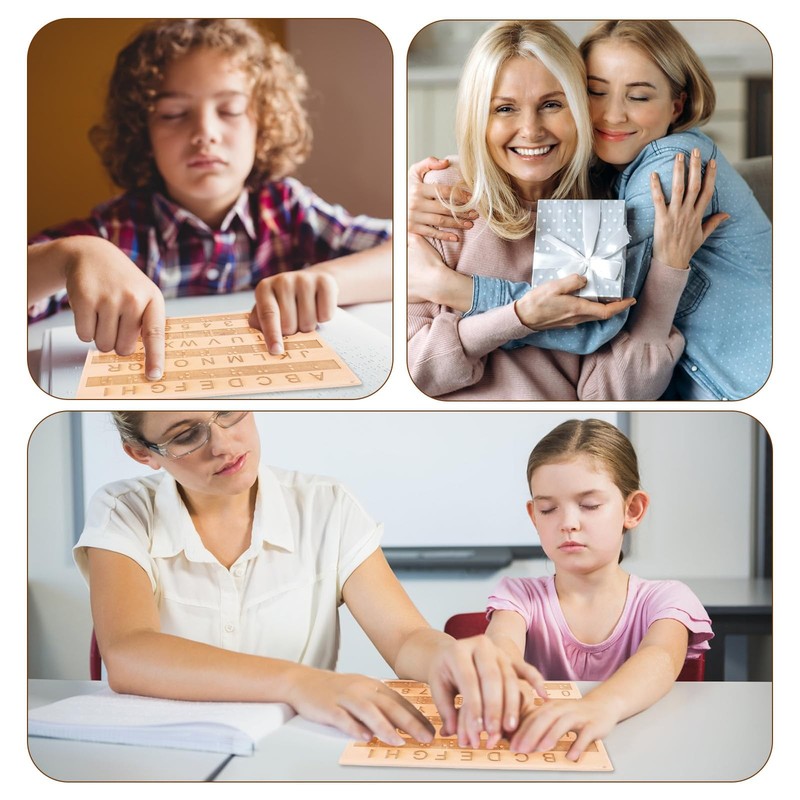 2pcs Braille Alphabet Board, Wooden Fingerboard with Wood Color gallery