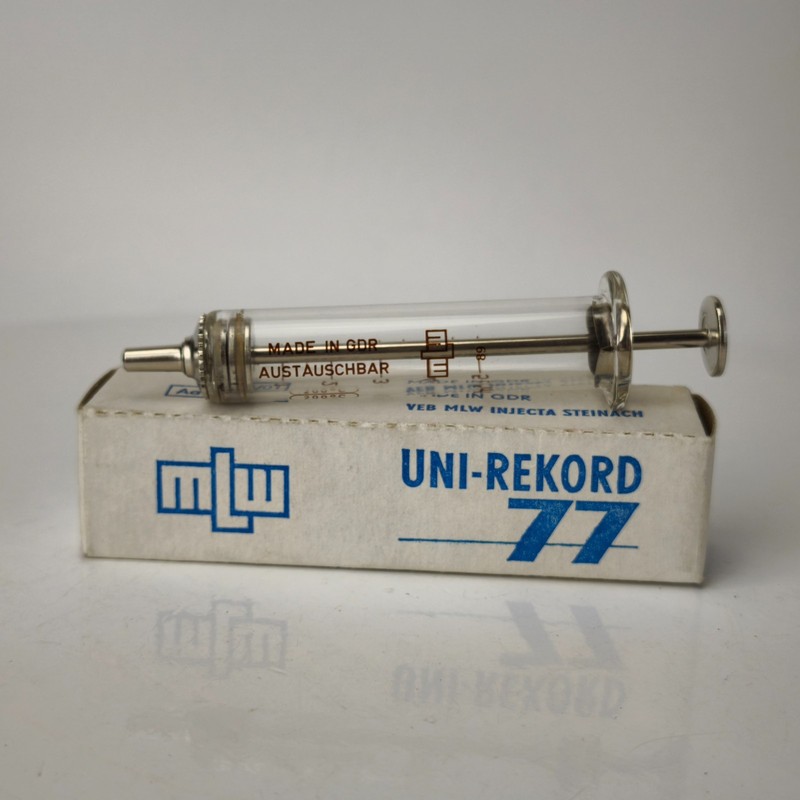 Vintage Glass Syringe 5 cc MLW Injecta Steinach Uni – Record 77 Germany #6087