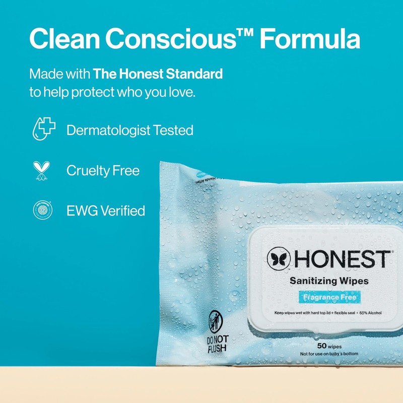 The Honest Company Fragrance-Free Sanitizing 50 Count (Pack of 3), white gallery