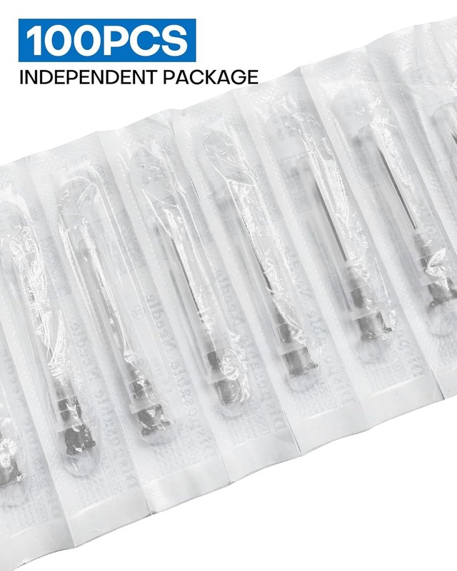 100 Pcs 22G 1 Inch Disposable Needle, Luer Lock Individual Package 22G-1 FAST US gallery