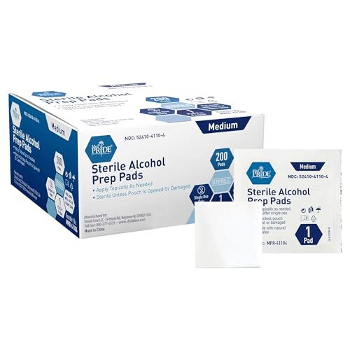 Alcohol Prep Pads| 200 pack| Medical-Grade, Sterile, Isopropyl Cotton Swabs