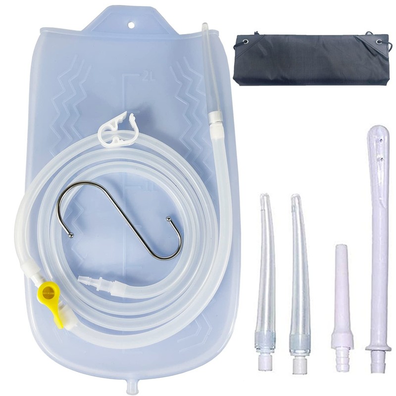 KYZETJD Silicone Enema Kit 2 L Bag 6.3ft. Long Hose 3 White