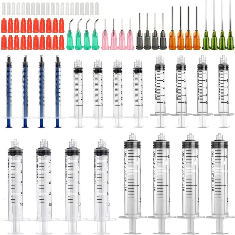 Glue Applicator Syringe with Blunt Tip Needle and Cap, for Liquid, Glue,...