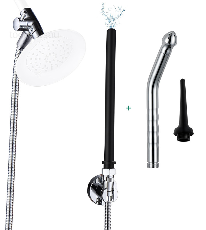Shower Enema System with Water Control Valve and Polished Chrome，matte Black