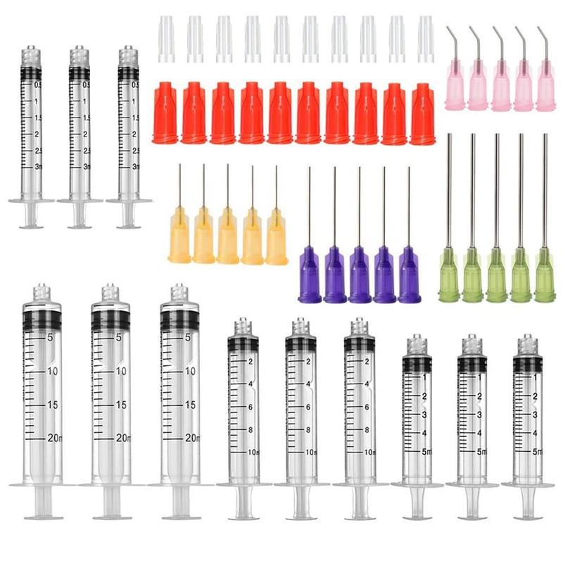 52 Pcs - 3ml 5ml 10ml 20ml Syringes with 14ga, 52 Pack-3ml