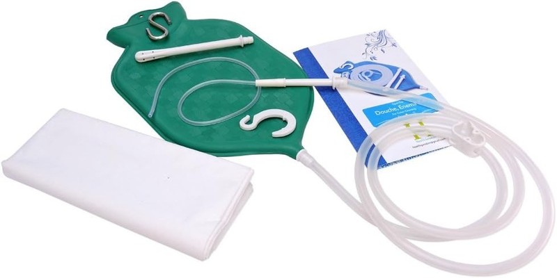 Enema Bag Kit for Colon Cleansing with Platinum Cured Silicone Hose (2 Green gallery