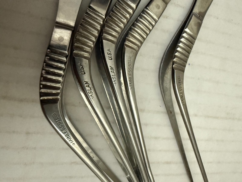 5 Vintage Haslam Bayonet Angled Nasal Dressing Forceps ENT Doctor gallery