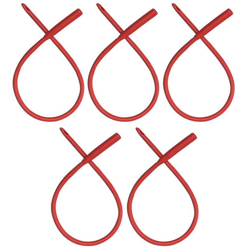 PE Premium Enema Red Latex Catheter 20FR with Flexible Rubber 5 Pack,