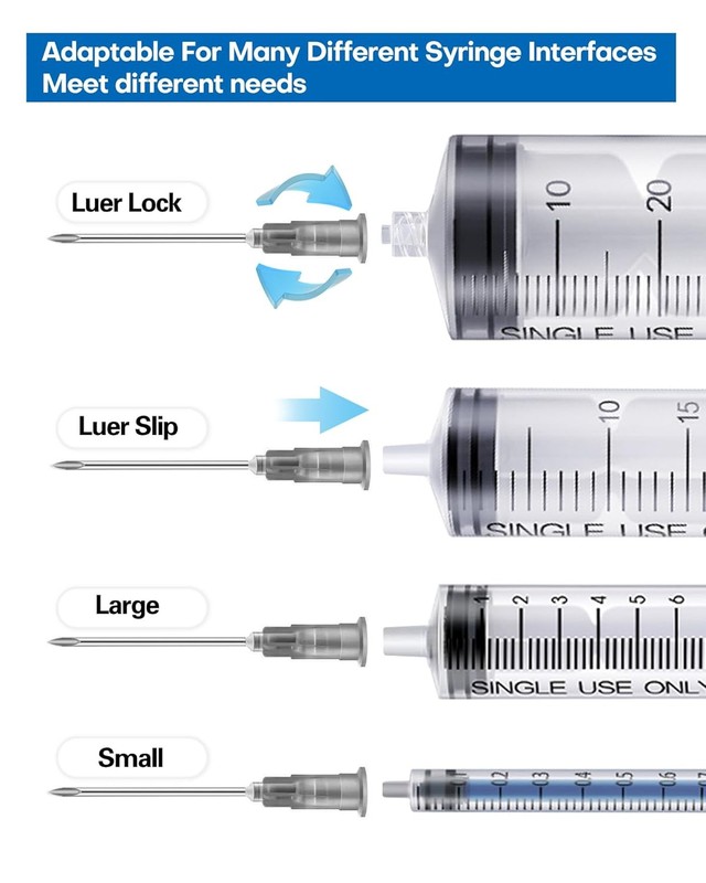 100 Pcs 22G 1 Inch Disposable Needle, Luer Lock Individual Package 22G-1 FAST US gallery