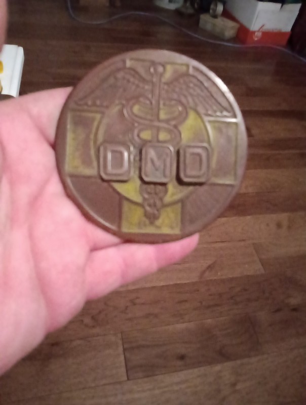 Vintage Solid Brass Automotive Medical Placard