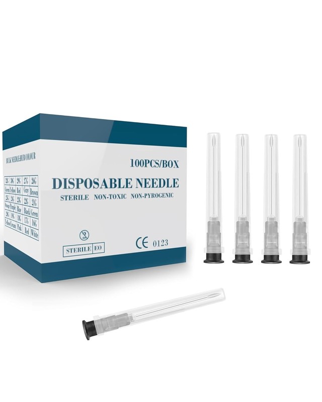 100 Pcs 22G 1 Inch Disposable Needle, Luer Lock Individual Package 22G-1